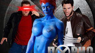 Nicole as Mystique gets pounded by Charles and Xander in hot X-Men threesome