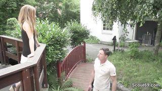 Slim blonde gets taken hard on the sunny deck